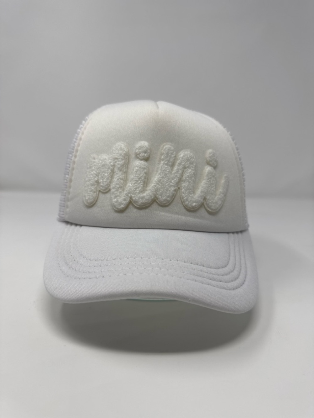 Mini White Trucker Hat Youth Size Chenille Snapback NWOT